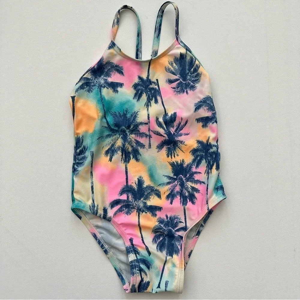 Old Navy Toddler Girl Palm Print One Piece Swimsuit Size 3T